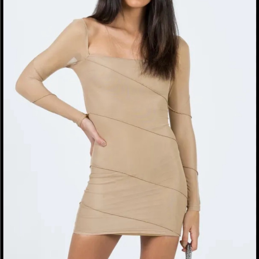 Princess Polly Navaline Mini Dress Beige - US 4 / Beige